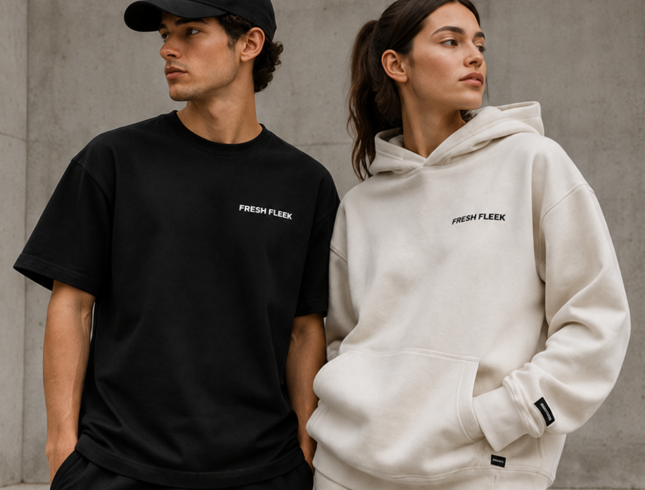 Fresh Fleek models in black and white essentials