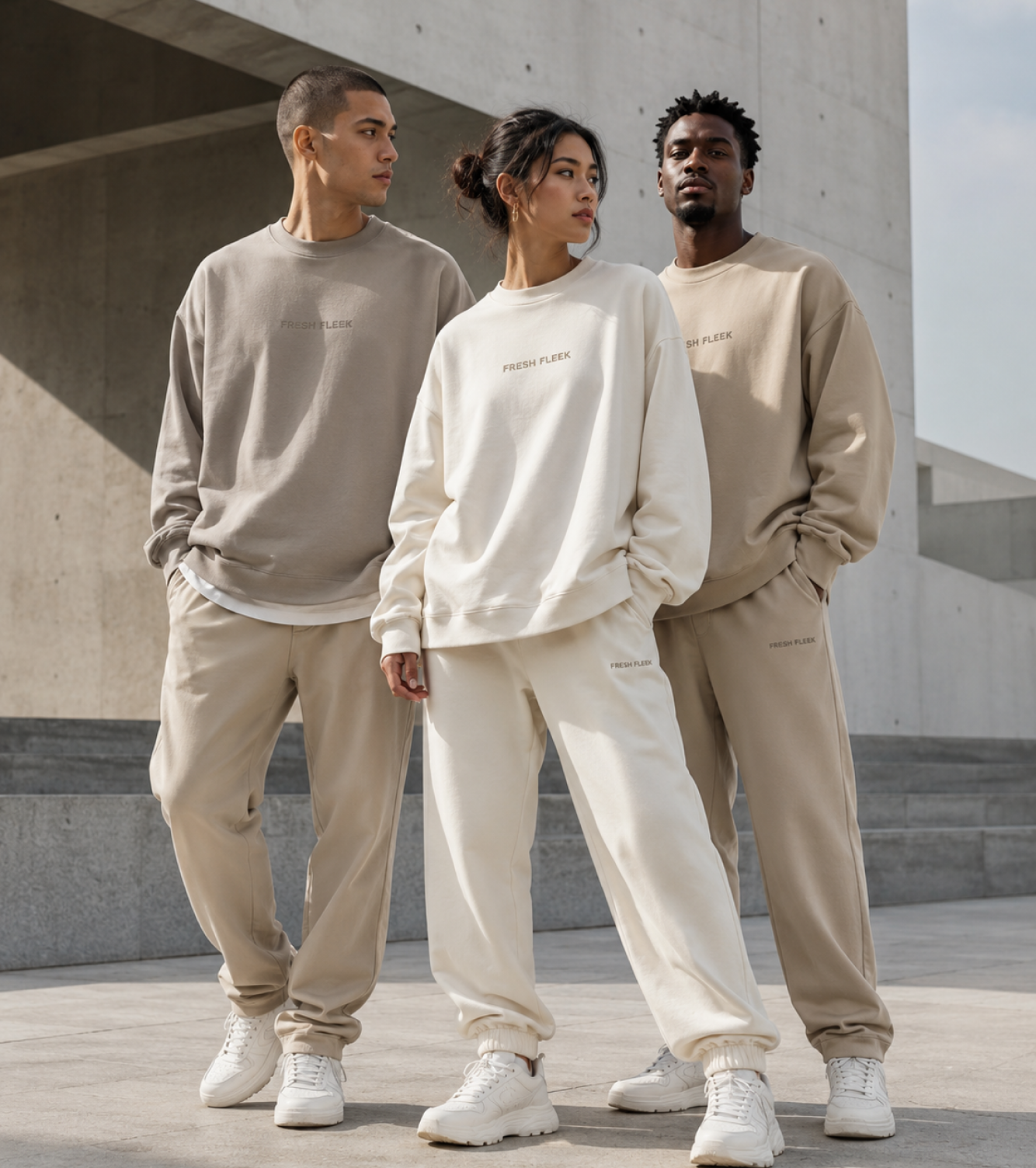 Fresh Fleek models in black and white essentials
