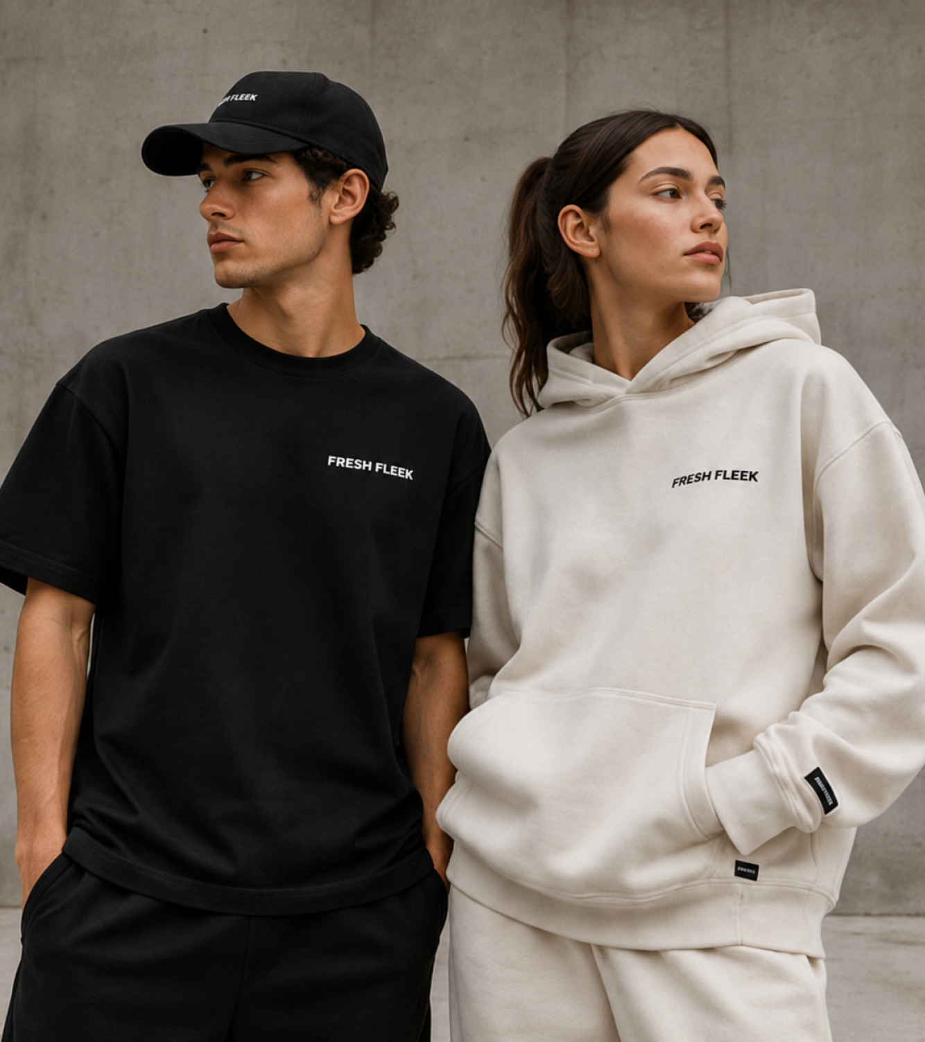Fresh Fleek models in black and white essentials